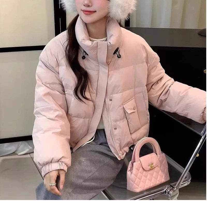 薇莎390【现货】后标短款立领羽绒服外套