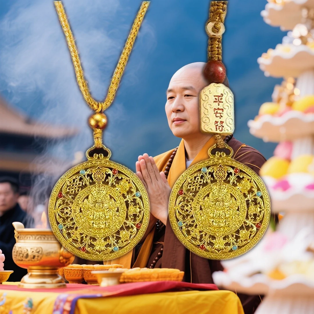 金色黄财神八宝罗盘钥匙扣招財驾车用品