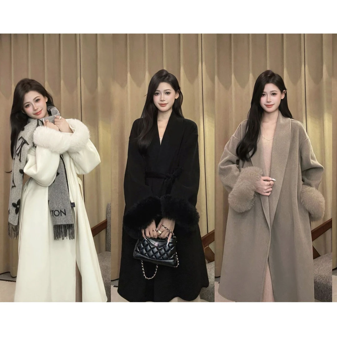 【Cici万】韩版加厚可拆卸内丹中长款冬季慵懒风气质女毛呢羊毛大衣