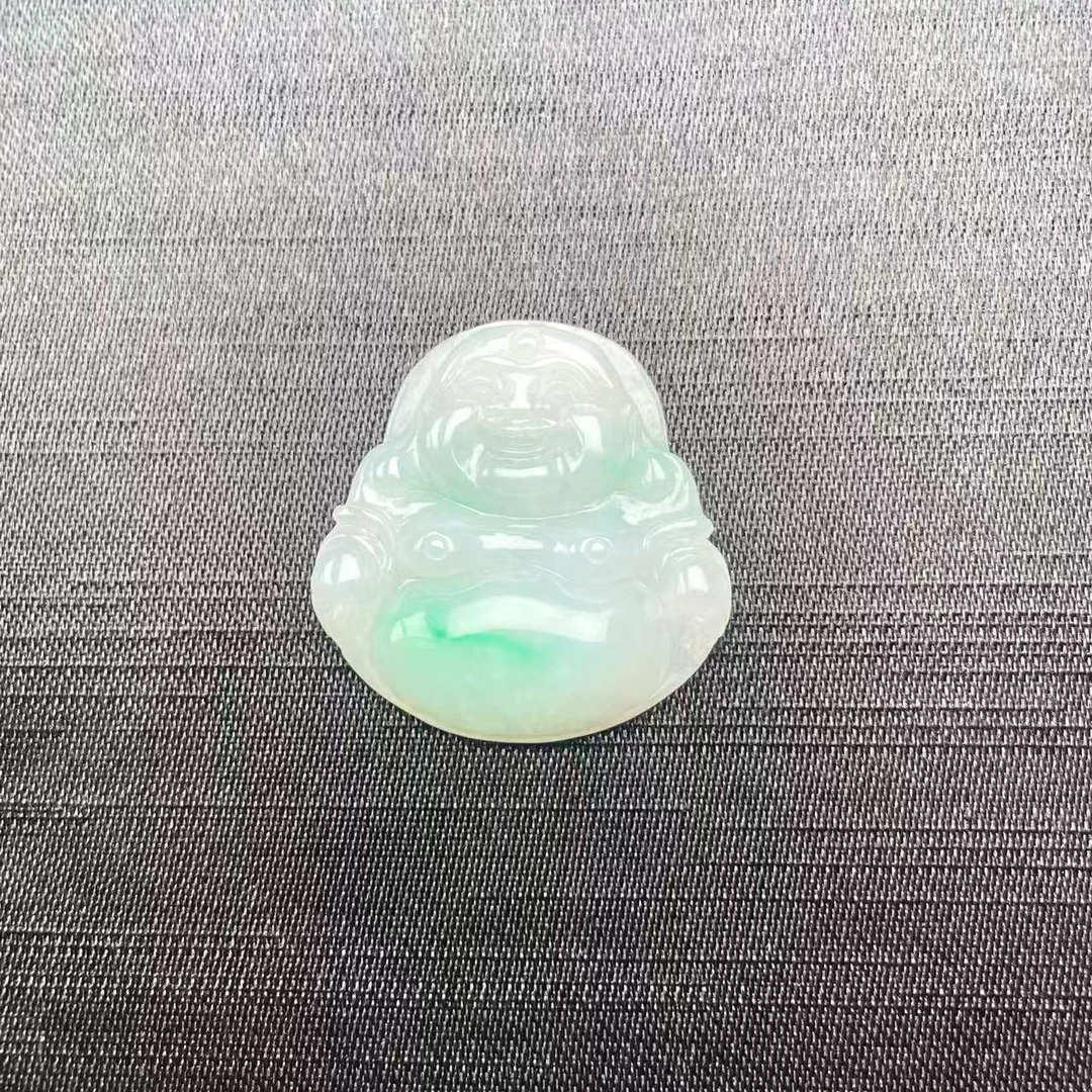 飘阳绿翡翠吊坠佛公飘花辣绿天然缅甸翡翠A货挂件翡翠源头