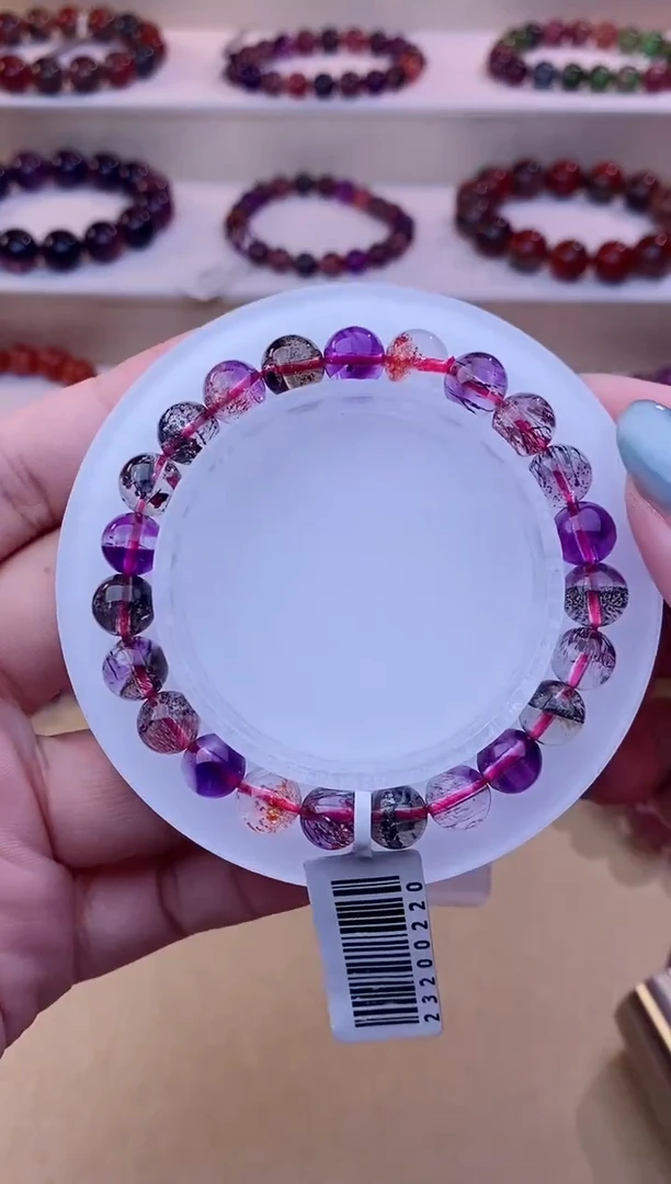 未镶嵌手串水晶黑加仑超七单圈8m+