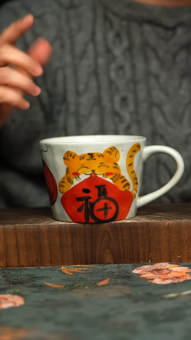 杯釉下彩手工手绘同款陶器