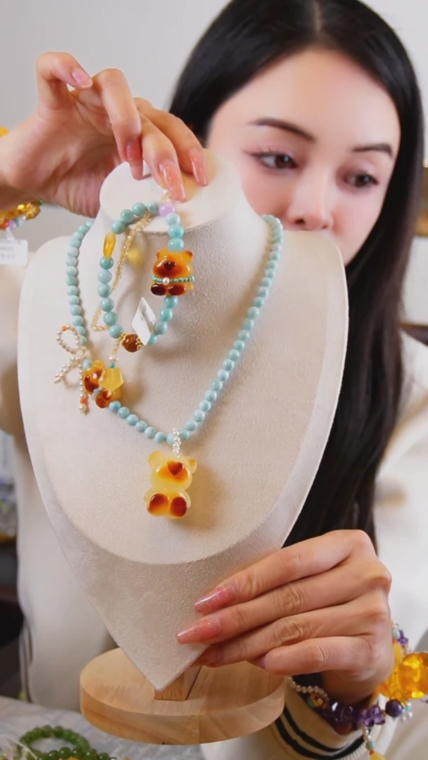 【闪购商品】琥珀颈饰未镶嵌1.19手工编织商品1