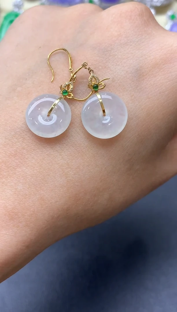 18K金镶嵌翡翠耳饰323-中国好珍宝