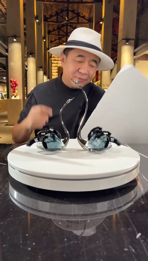 摆件CS0103050墨兰水晶天鹅一对