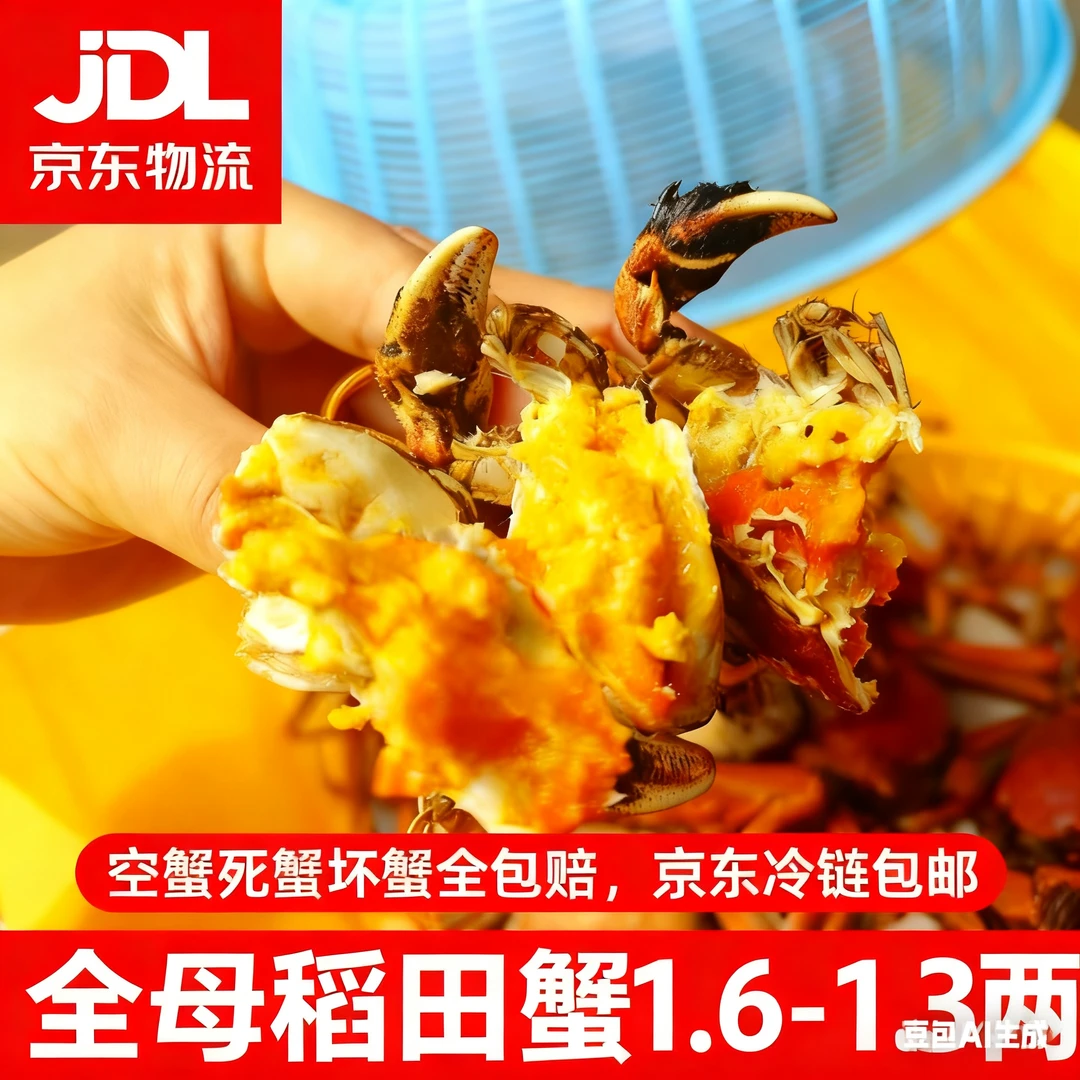 鲜活盘锦稻田蟹盘锦稻田活母蟹1.6-1.3两盘锦河蟹2斤3斤京东包邮