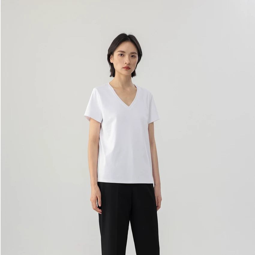 V领桑蚕丝经典基础T