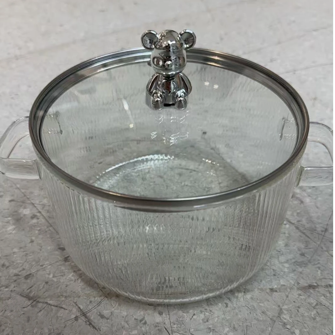 小熊玻璃锅奶锅煮锅高颜值