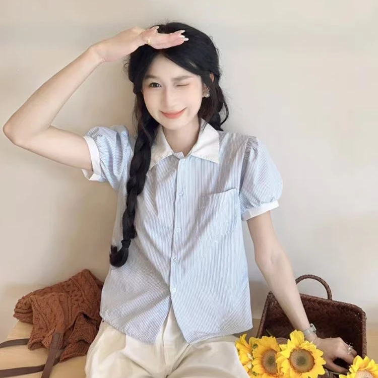 春款韩系小清新衬衣长袖上衣