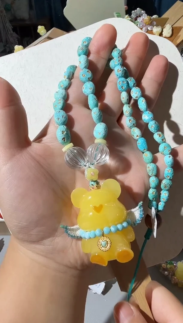 蜜蜡项链未镶嵌蜜蜡小熊项链