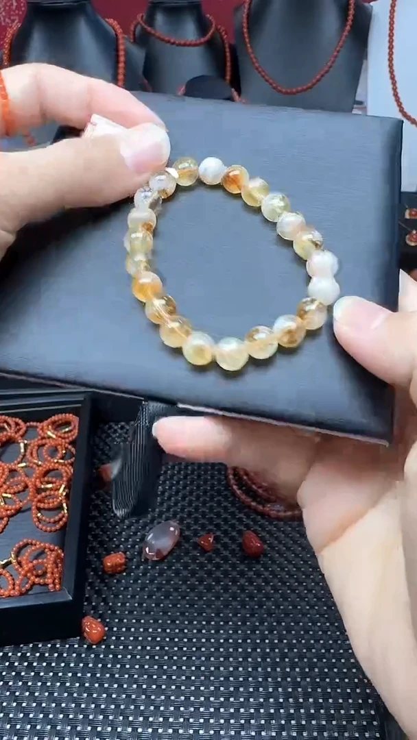 【闪购商品】水晶手串未镶嵌黄塔晶单圈手串-8mm