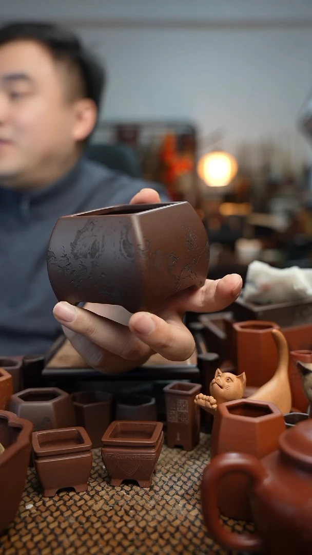 紫砂花盆零**度長木軒精品紫砂