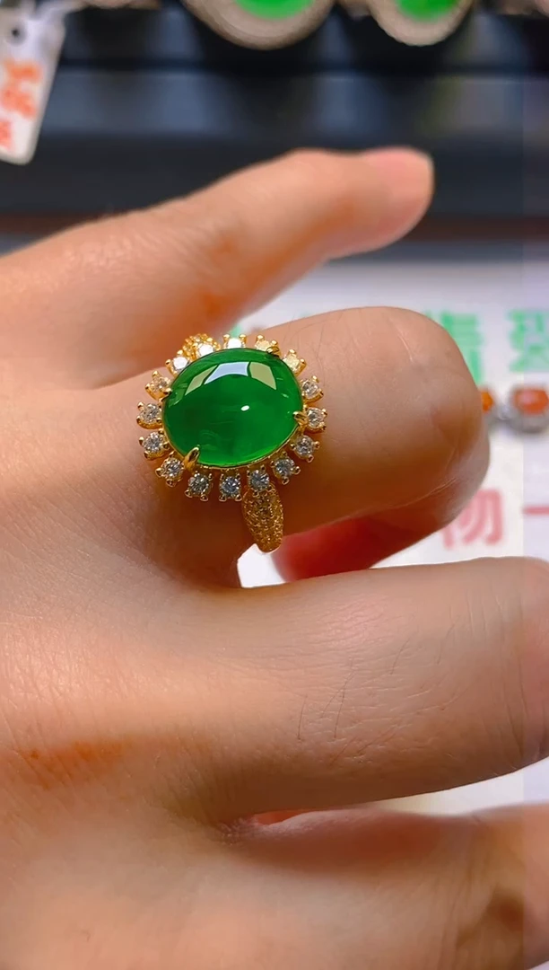 【闪购商品】翡翠耳饰银S925镶嵌天然A货翡翠1