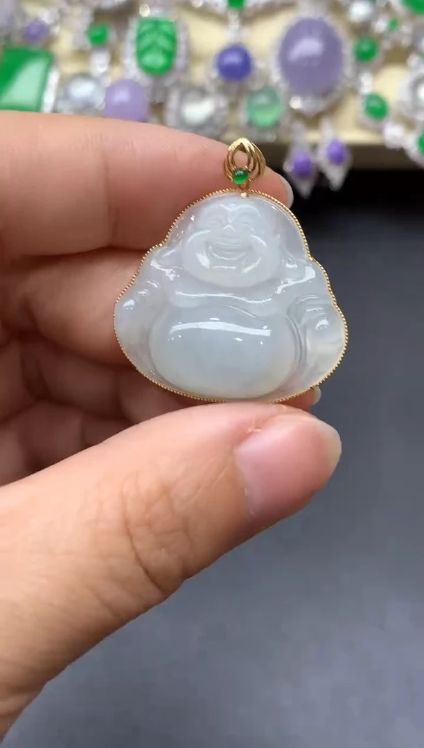 颈饰18K金镶嵌翡翠178-中国好珍宝