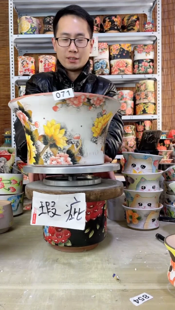 【闪购商品】摆件071陶花岛多肉陶瓷花盆罐——微瑕