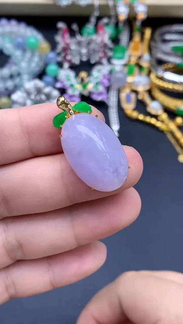 吊坠(不含链)18K金镶嵌翡翠413-春日珠宝