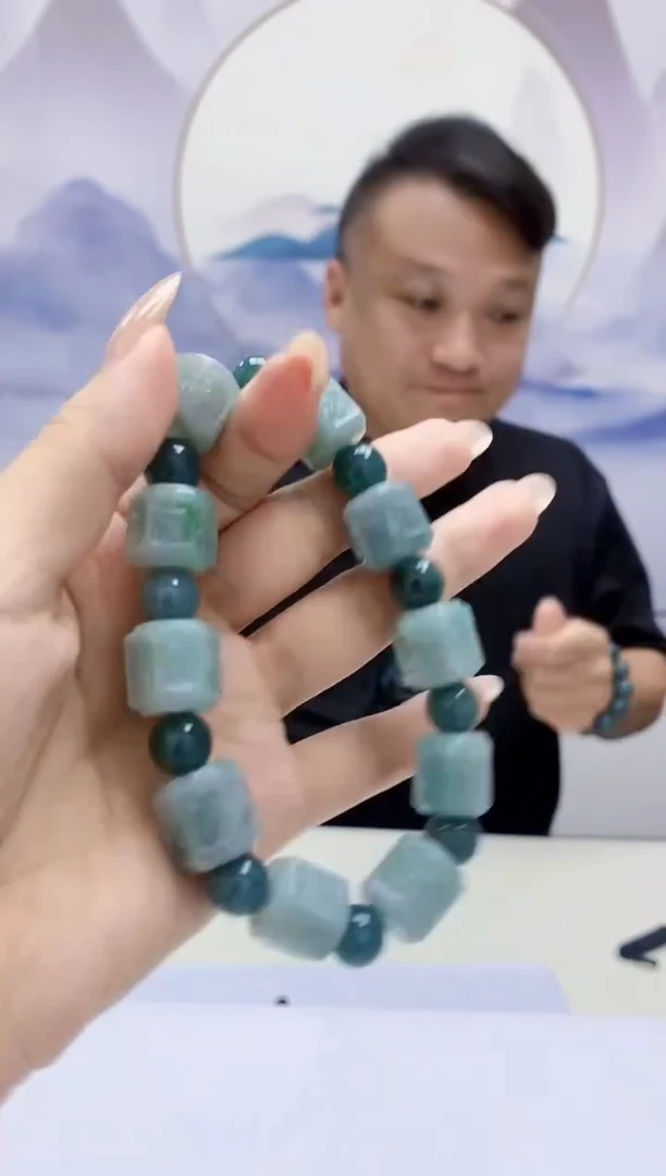 定制翡翠未镶嵌4969xx-毛货手串42