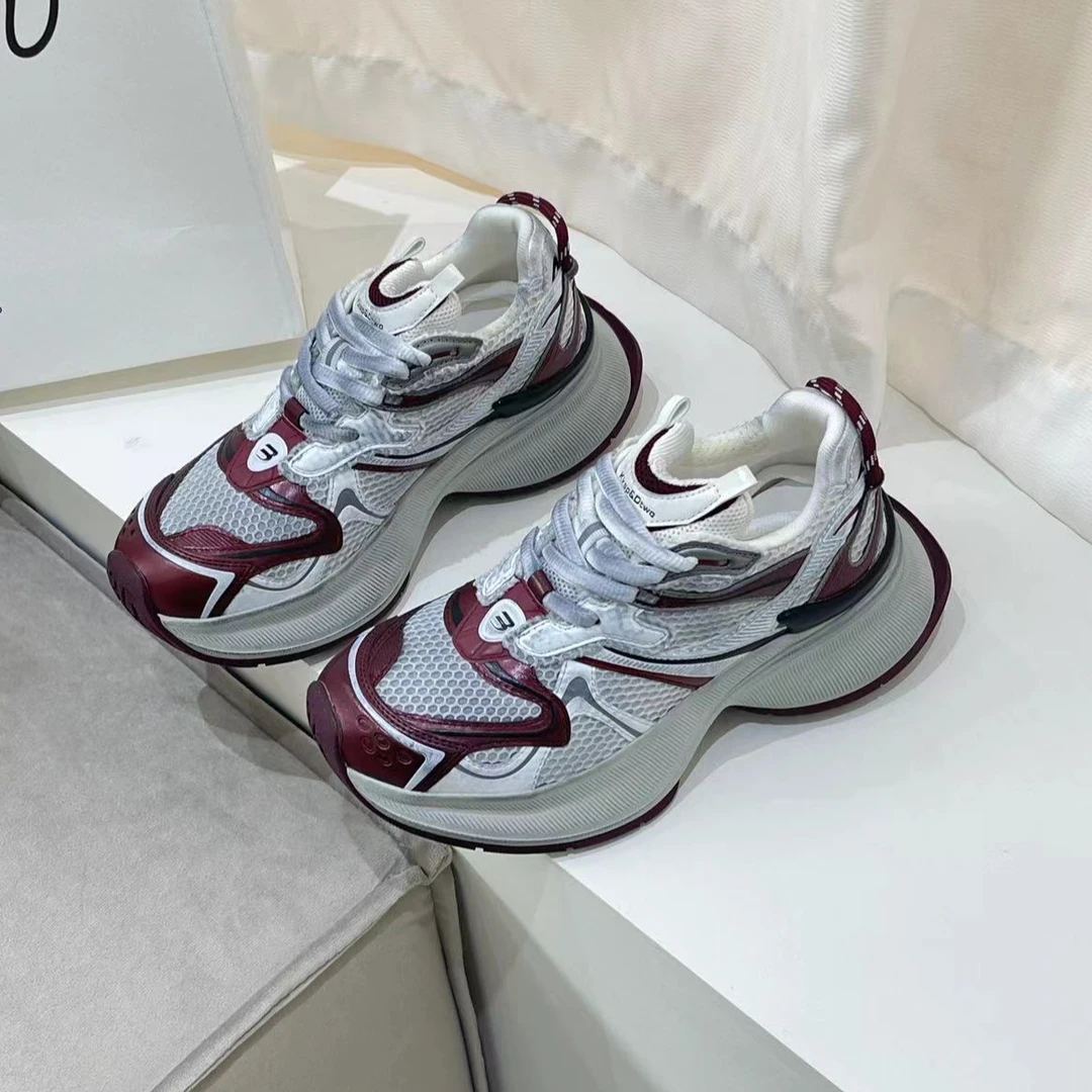 2025新款真皮厚底百搭欧货休闲运动老爹鞋3018