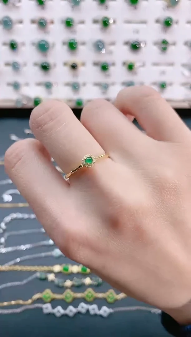 【闪购商品】翡翠戒指银S925镶嵌天然翡翠