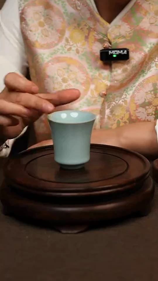 瓷片天青色闻香杯70ml 微瑕不带礼盒
