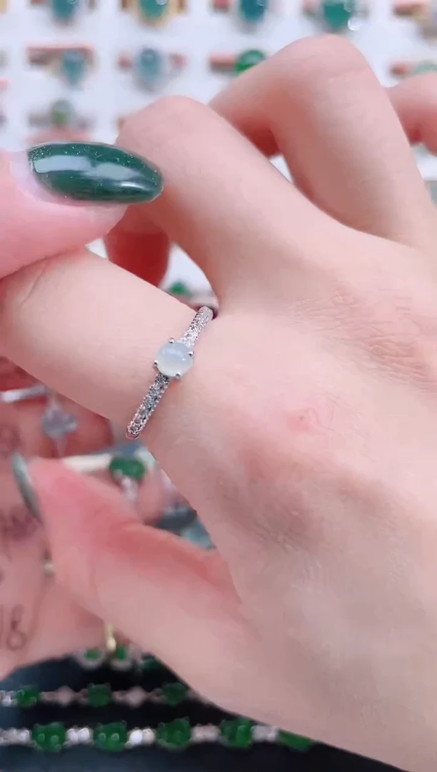 银S925镶嵌戒指翡翠天然翡翠