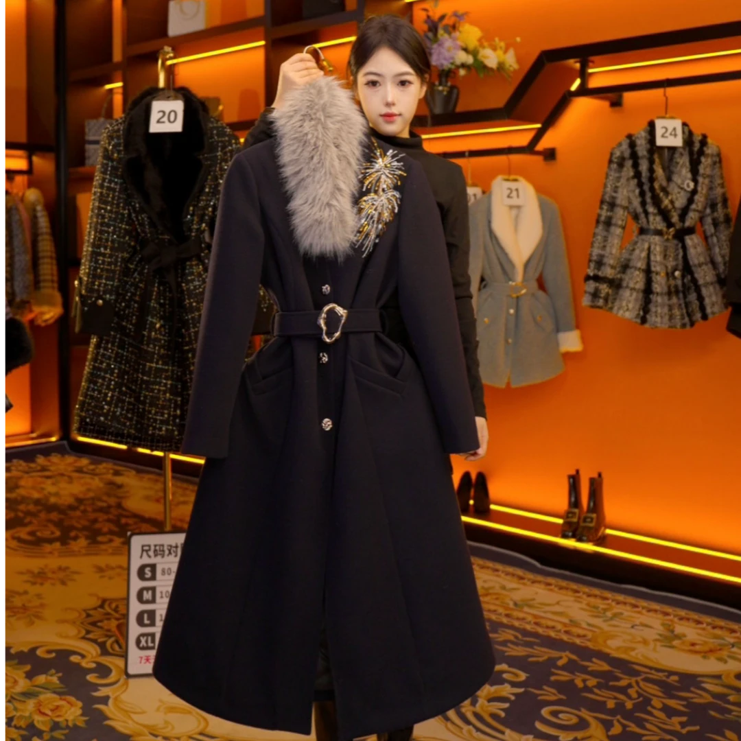 【DG】设计师气质冬季时尚女士收腰羽绒服中长款 Y904