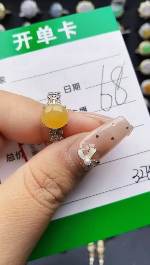 翡翠戒指银S925镶嵌3275