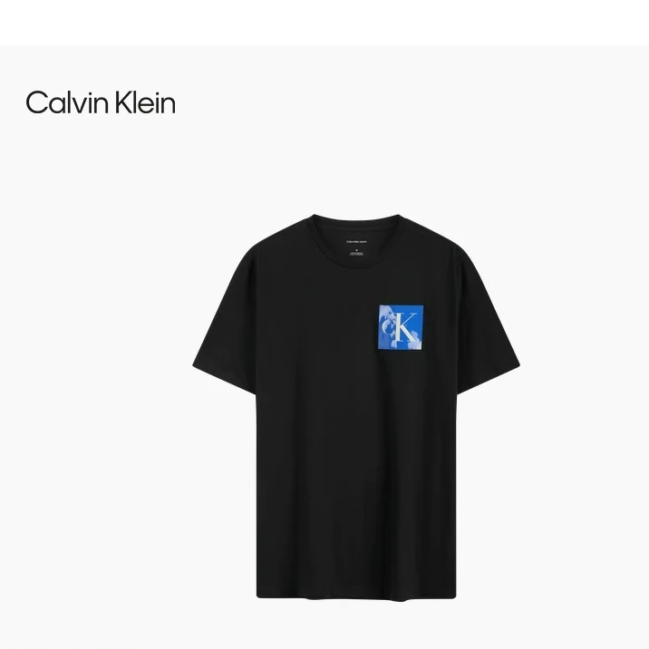 CK Jeans25春秋男士休闲通勤撞色方框字母短袖T恤