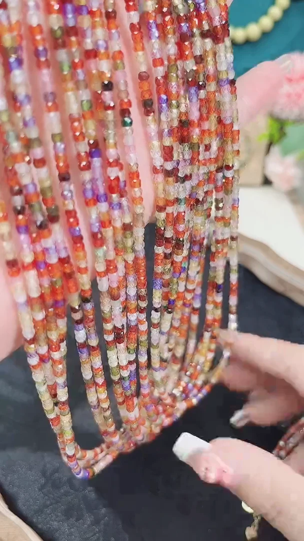 彩色蓝宝石颈饰银S925镶嵌彩52