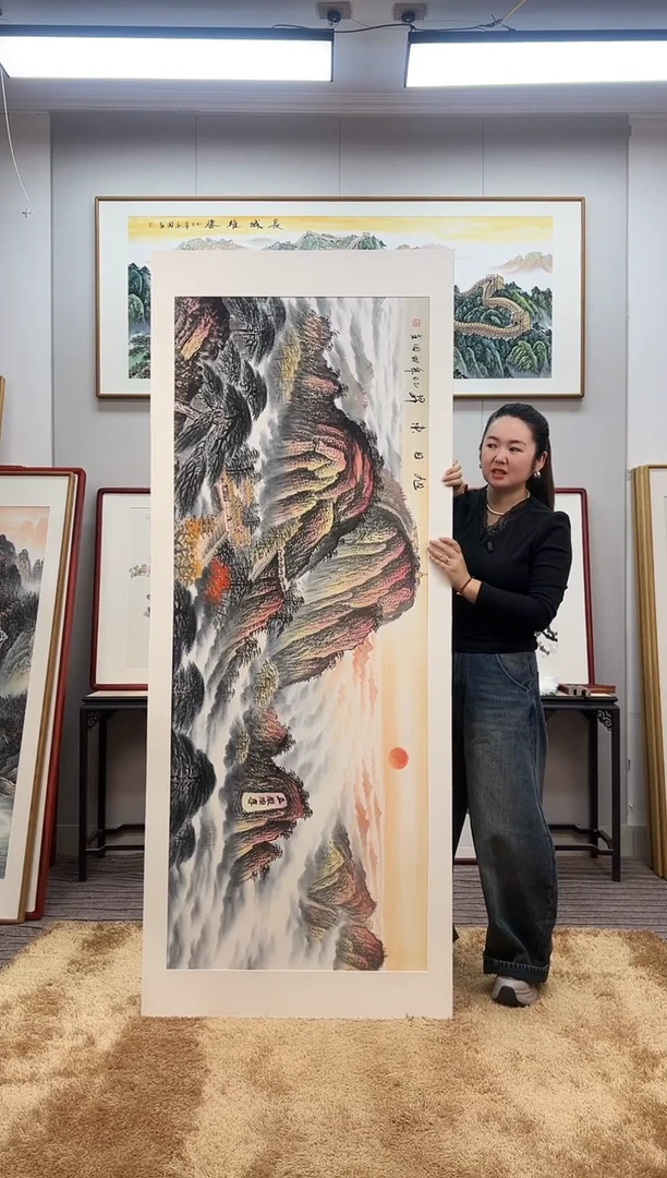 国画手绘泰山202*82尺寸