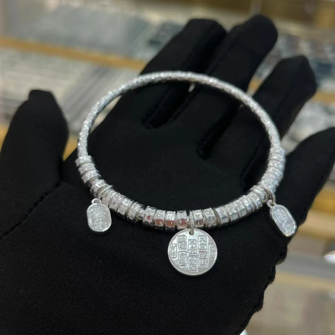 足银手镯 足银盘缠手镯闭口58圈口