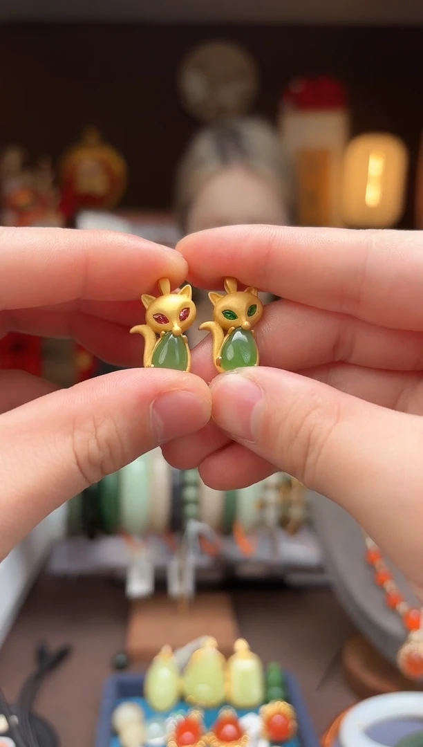 【闪购商品】和田玉AS80狐狸多样性发其一银S925镶嵌-