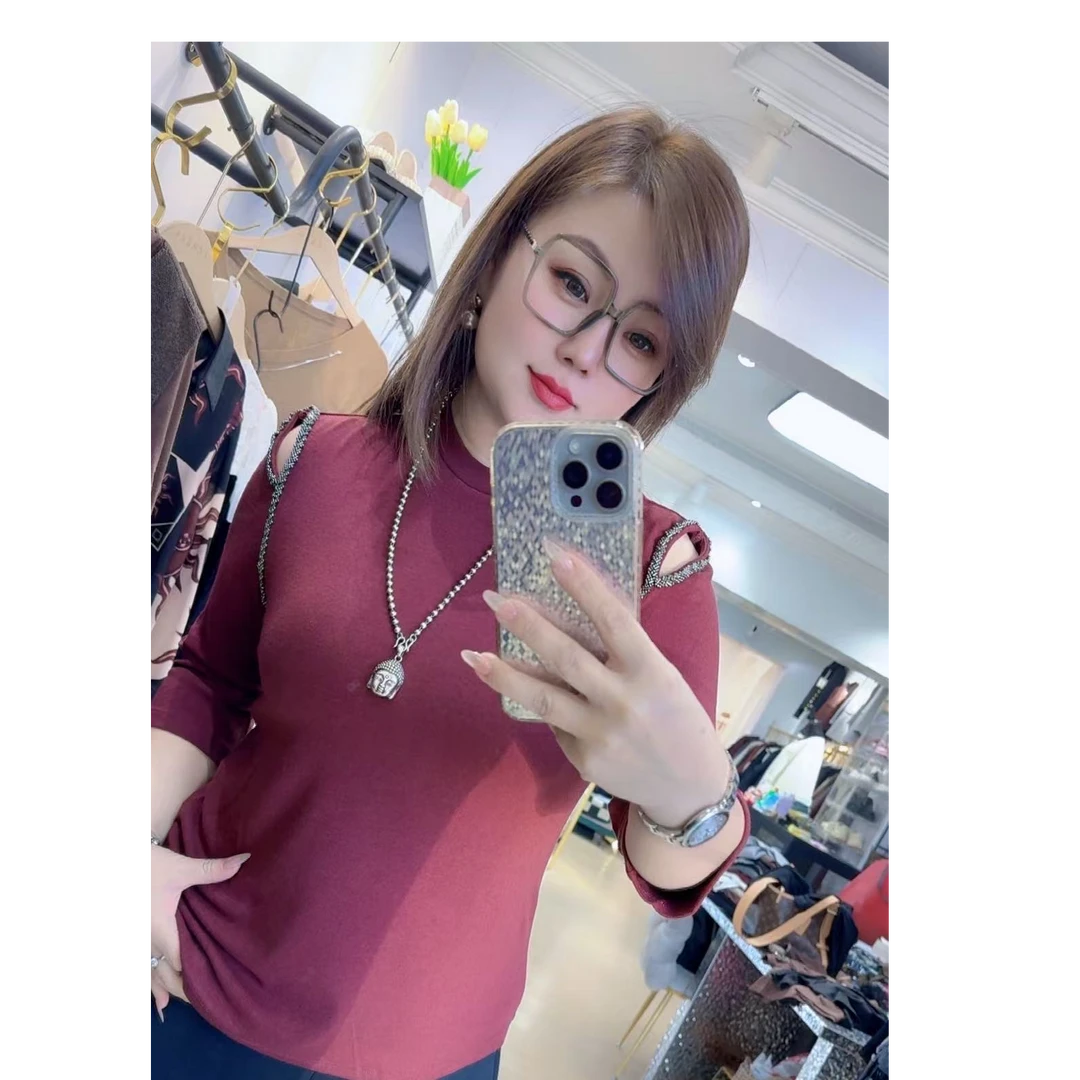 【王大艳家】琳--露肩扣七分打底衫