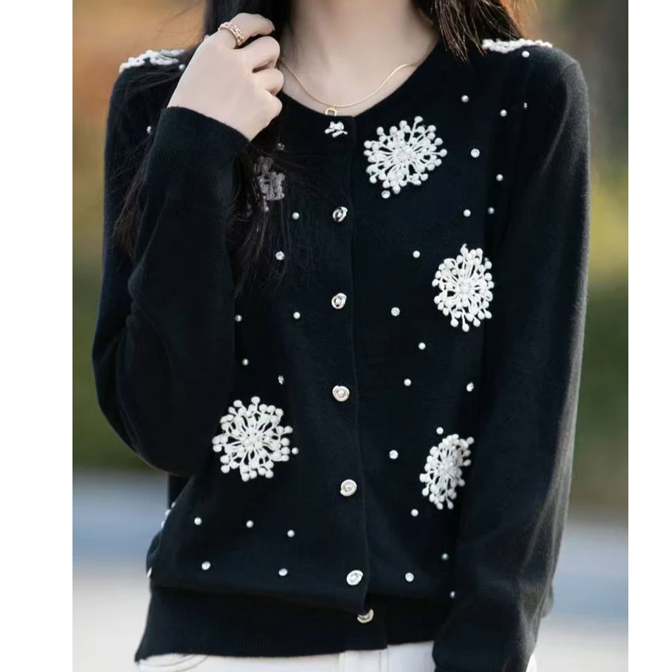 白家【钉珠】轻奢感软糯显品质长袖上衣泡-814