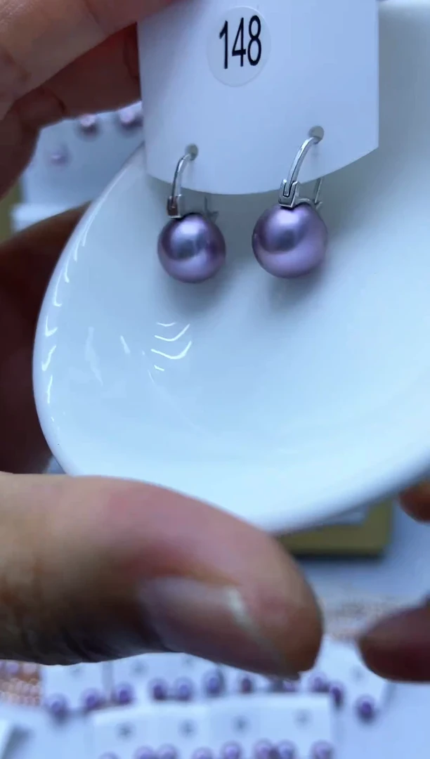 银S925镶嵌耳饰淡水珍珠148