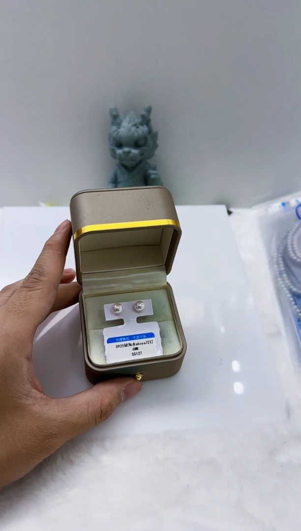 银S925镶嵌海水珍珠DA珍珠耳饰  ss127