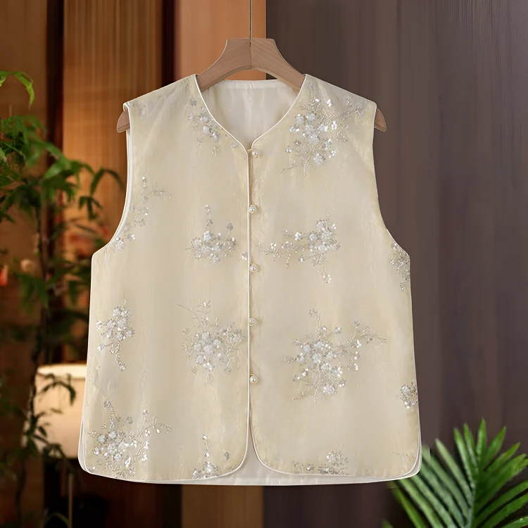 夏季新款气质国风中老年休闲马甲薄款宽松型妈妈装马夹