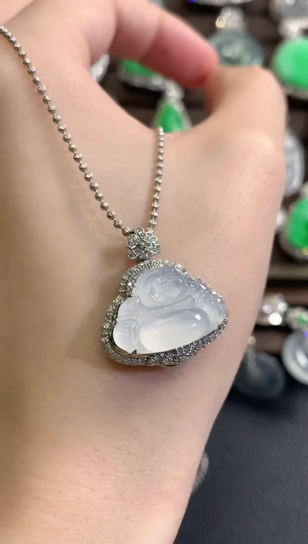 吊坠(不含链)18K金镶嵌翡翠秋日珠宝E44