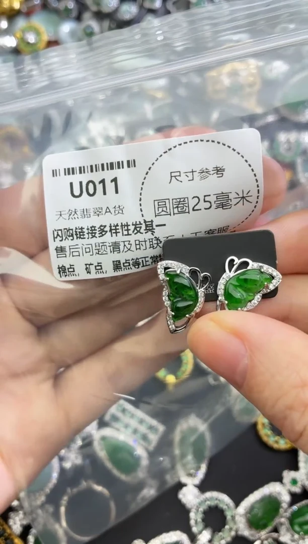 翡翠未镶嵌颈饰U011耳钉