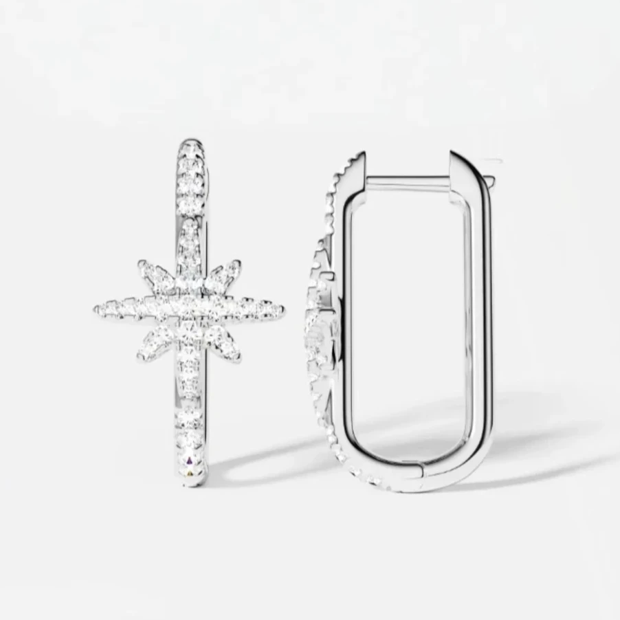 铜合金耳饰  BE5043 八芒星锆