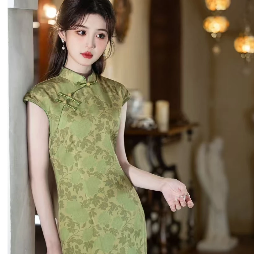 高考服国风改良旗袍复古2025夏季新款无袖中式修身年轻气质连衣裙