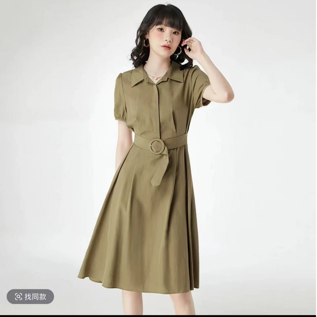 【JX36咖藏蓝裙】麦多多小美专属时尚中长款2025夏季新款连衣裙女