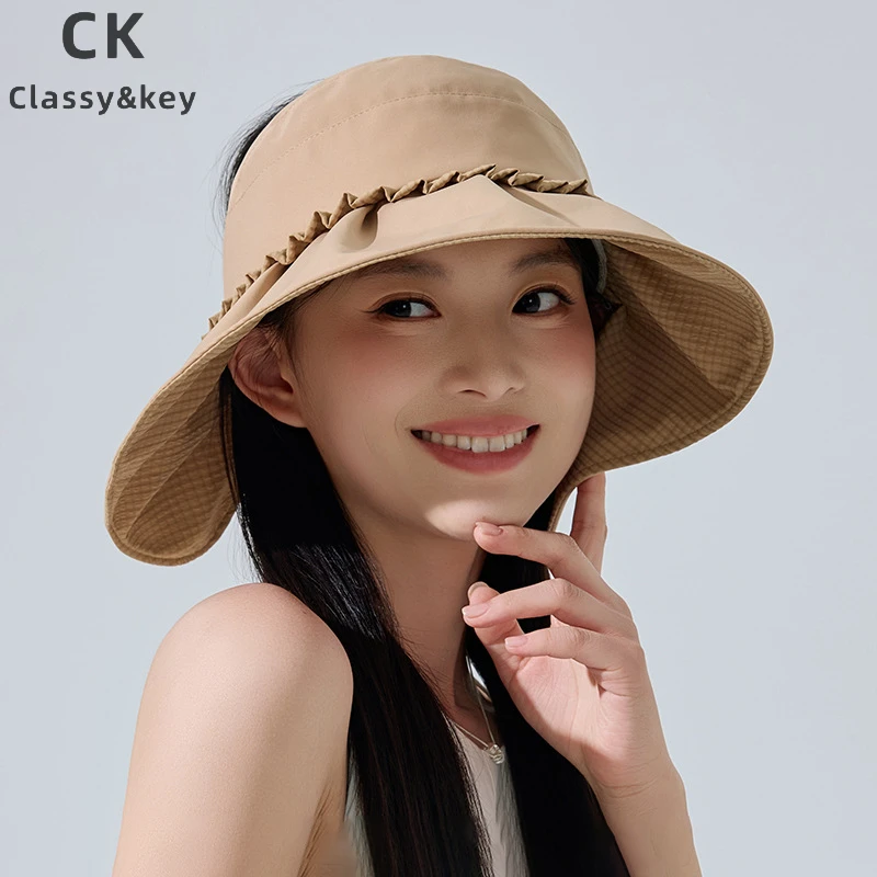 Classy key新加坡设计师联名款防晒帽女生夏季新款减龄花边空顶帽