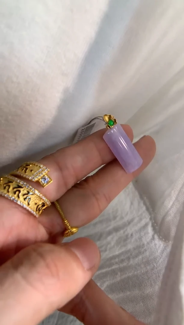 吊坠(不含链)18K金镶嵌翡翠无事牌