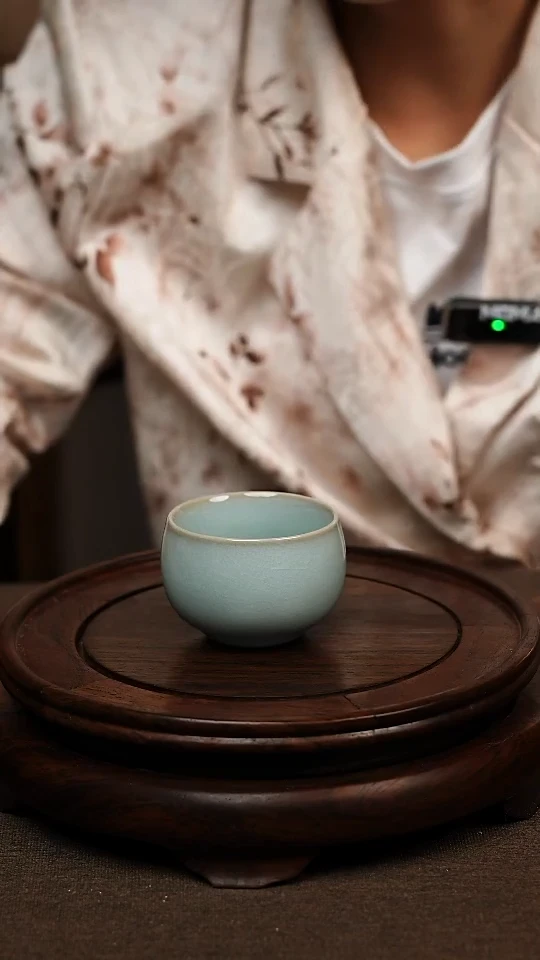 瓷片天青色小禅定杯60ml微瑕不带礼盒