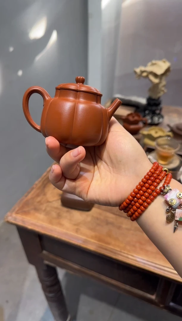 茶壶紫砂当*繁花 朱泥