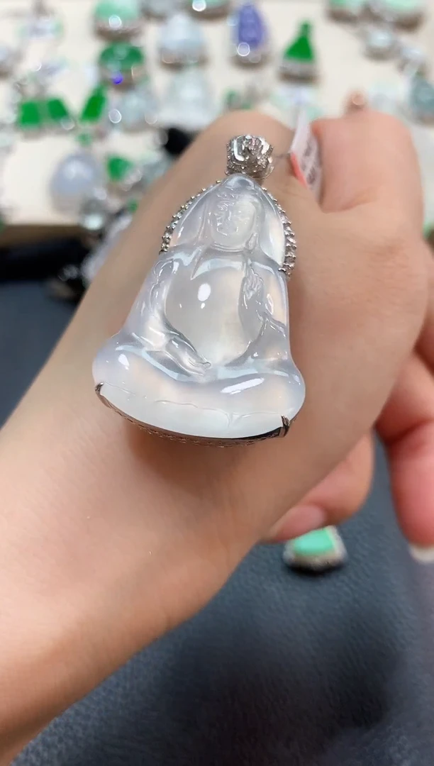 翡翠18K金镶嵌吊坠(不含链)n109