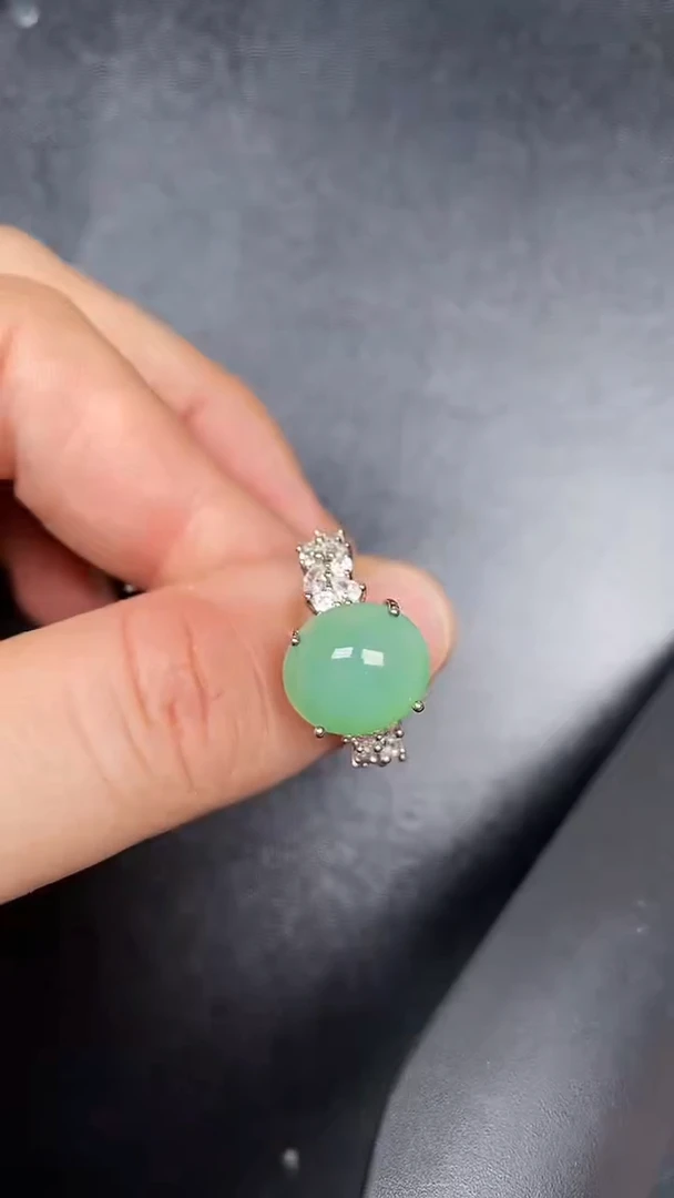 银S925镶嵌戒指翡翠2490