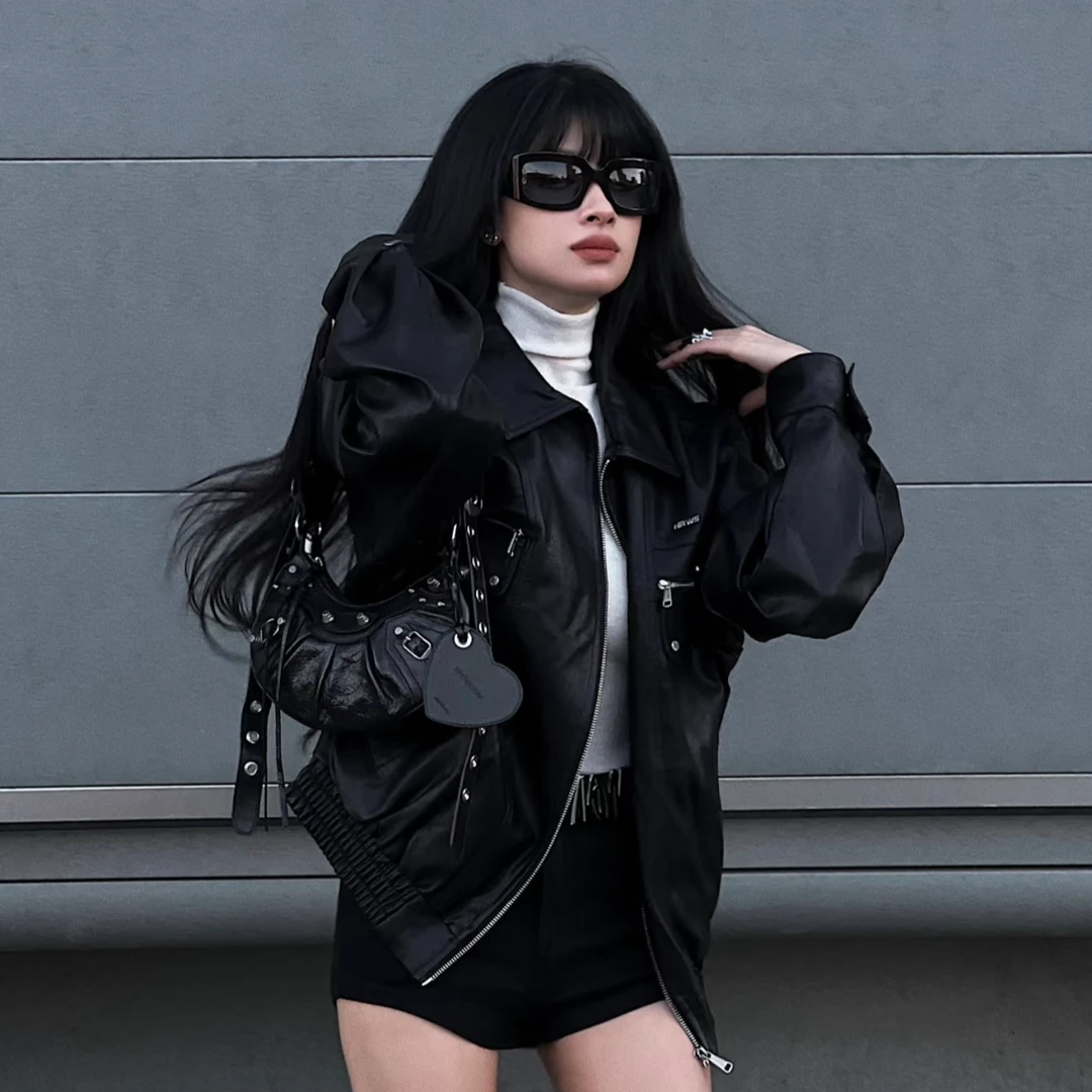 95新 Balenciaga/巴黎世家 黑色豌豆机车包 18846617