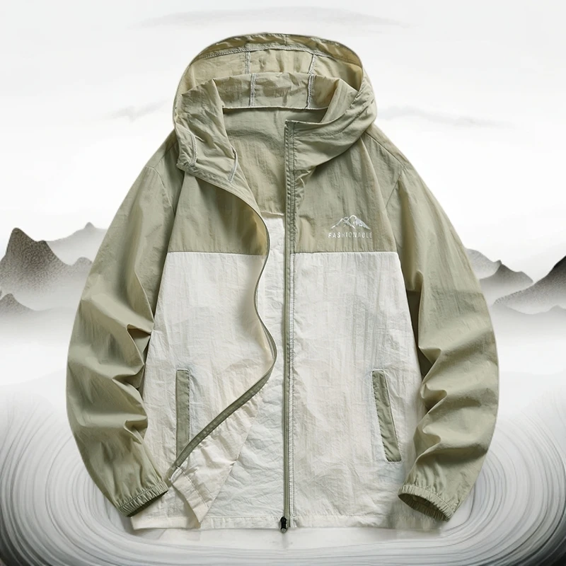 夏季户外休闲连帽防晒衣高密透气风衣宽松轻薄外套运动速干防晒服